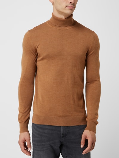 Christian Berg Men Rollkragenpullover aus Wollmischung  Cognac Melange 4