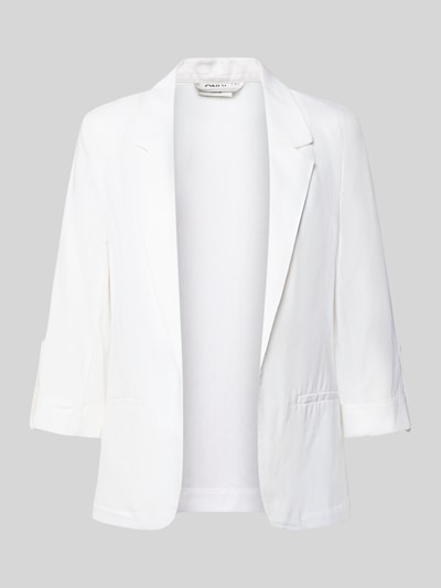Produktfoto, Relaxed Fit Blazer aus Viskose-Leinen-Mix Modell 'GOA' von Only, unifarben weiß, Reverskragen, 3/4-Arm, Leistentaschen