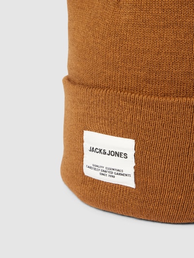 Jack & Jones Beanie in unifarbenem Design mit breitem Umschlag Camel 2