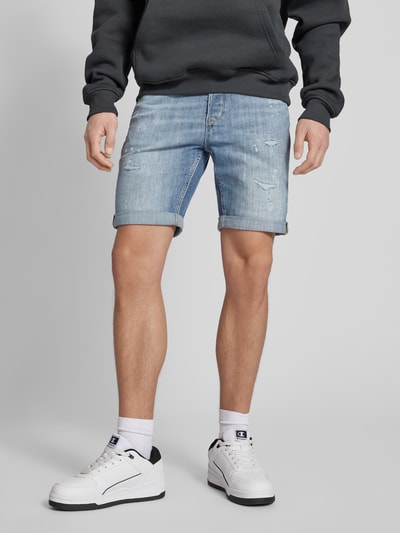 Jack & Jones Szorty jeansowe z przetarciami model ‘BLAIR’ Jasnoniebieski 4