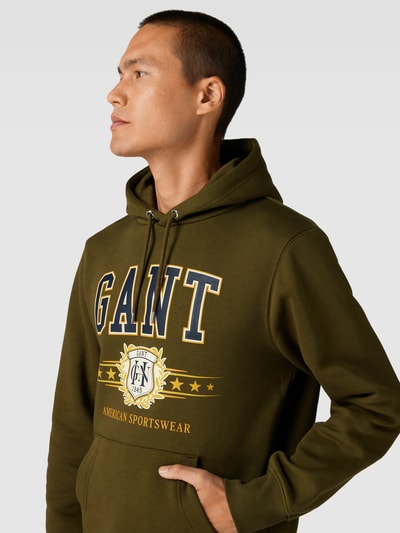 Gant Hoodie mit Label-Print Oliv 3