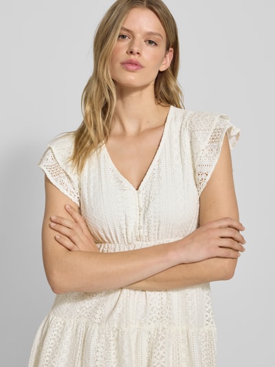 Only Leicht ausgestelltes Spitzenkleid aus reiner Baumwolle Modell 'HELENA' Offwhite 3