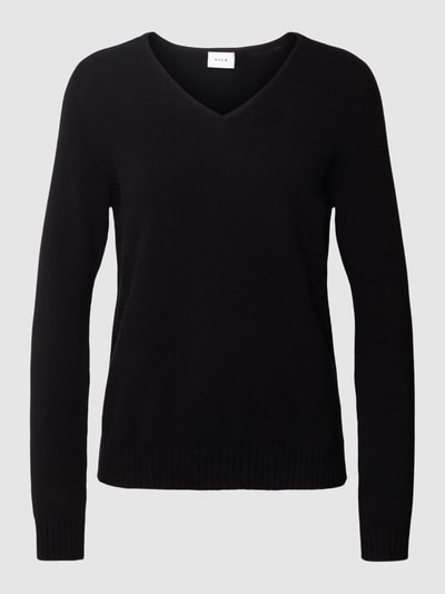 Vila Gebreide pullover met V-hals, model 'Viril' Zwart - 2