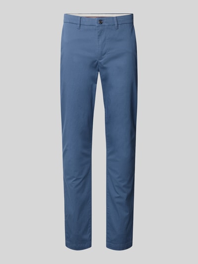 Produktfoto, niebieska Slim Fit Chino aus Baumwoll-Mix Modell 'BLEECKER' von Tommy Hilfiger, gładka faktura, kieszenie, szlufki, krótki opis kontekstu