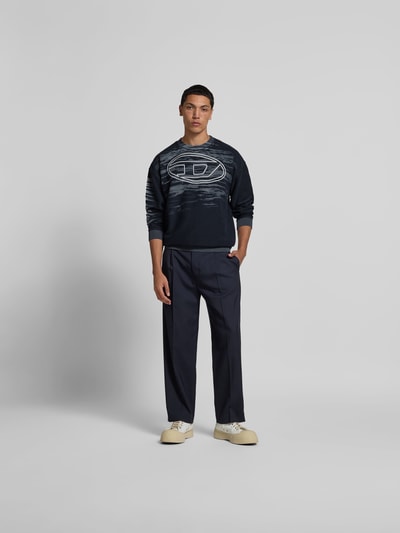 Diesel Sweatshirt mit gerippten Abschlüssen Dunkelblau 1
