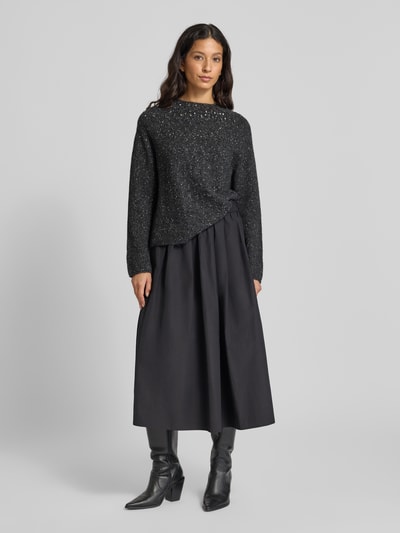 Marc Cain Strickpullover mit Ziersteinbesatz Dunkelgrau 1