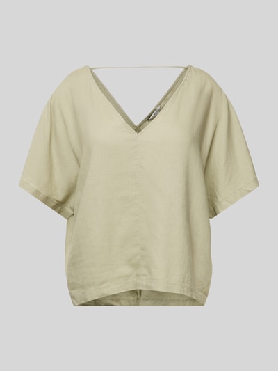 B.Young Blusenshirt aus Leinen-Viskose-Mix mit V-Ausschnitt Khaki 2