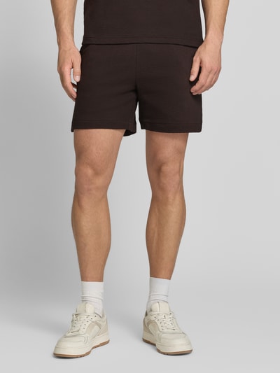 Lacoste Szorty dresowe w kroju regular fit z czystej bawełny Czekoladowy 4