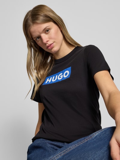 Hugo Blue T-Shirt mit Label-Print Black 3