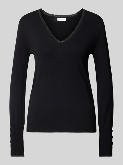 Liu Jo White Strickpullover mit V-Ausschnitt Black 2