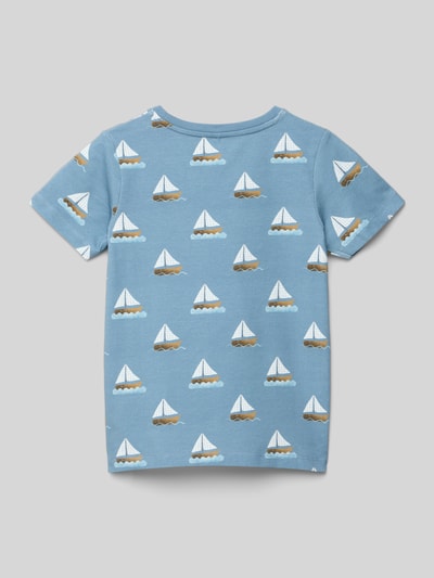 Name It T-Shirt mit geripptem Rundhalsausschnitt Modell 'FILLE' Bleu 3