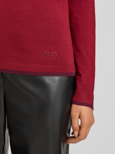 Liu Jo White Pullover mit V-Ausschnitt und Effektgarn Bordeaux 3