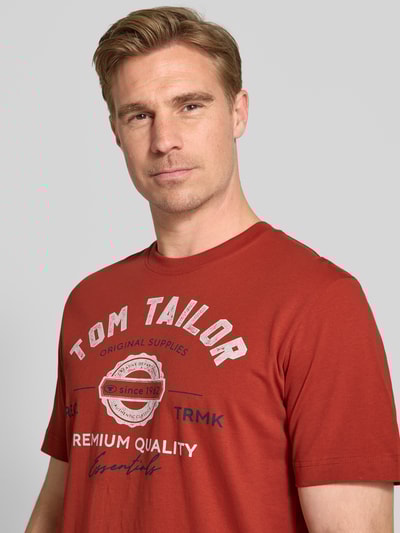 Tom Tailor Regular Fit T-Shirt aus reiner Baumwolle Dunkelrot 3