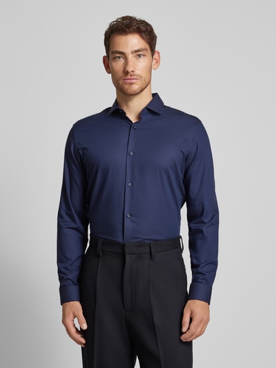 Jack & Jones Premium Slim fit vrijetijdsoverhemd met kentkraag, model 'PARKER' Marineblauw - 4