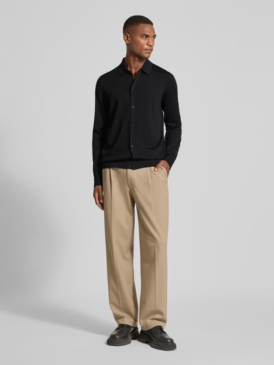 Strellson Regular fit gebreid jack van zuivere scheerwol, model 'MAREK'  Zwart - 1