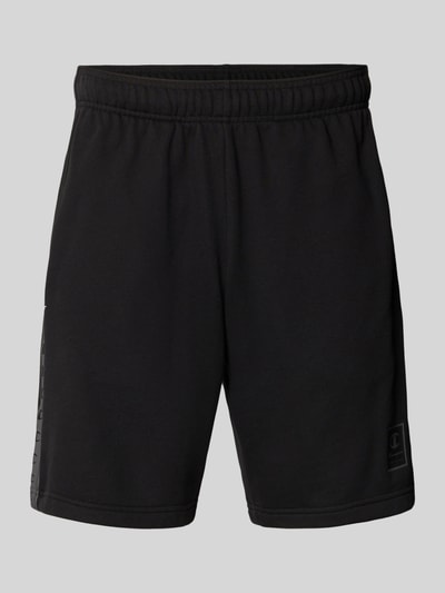 Produktfoto, Shorts mit Logo und elastischem Bund von CHAMPION, Schwarz, Baumwoll-Mix, Regular Fit, strukturierte Oberfläche, elastischer Bund, dezent glänzendes Logo.