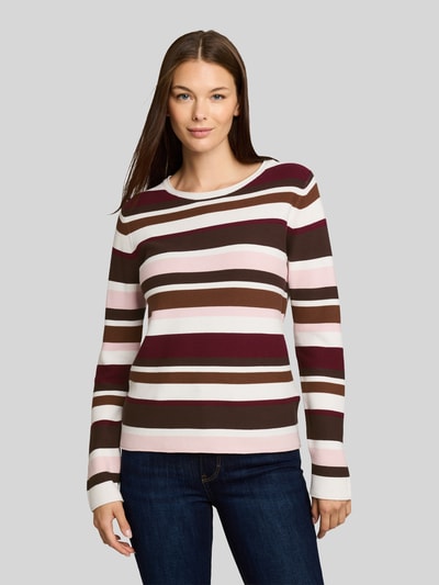Tom Tailor Regular Fit Pullover mit gerippten Abschlüssen Hellbraun Melange 4