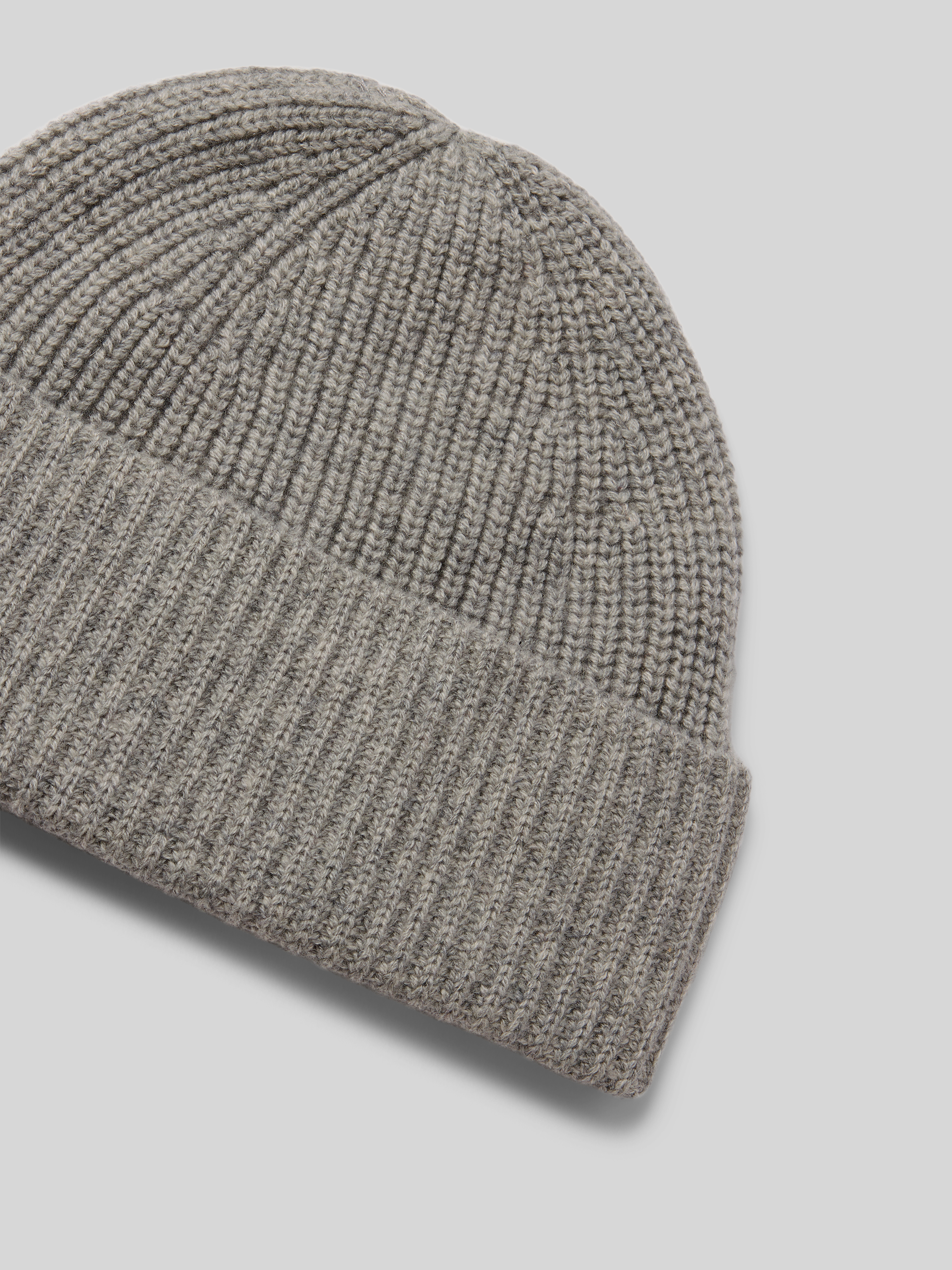MCNEAL Gebreide muts van kasjmier met brede omslag Lichtgrijs gemêleerd - 2