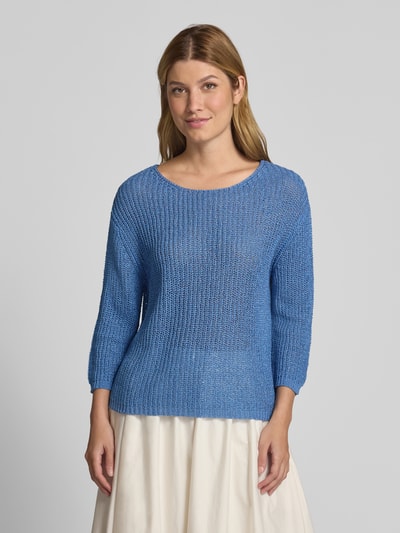 Oui Gebreide pullover met boothals Blauw - 4