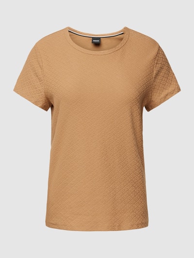 BOSS T-shirt z fakturowanym wzorem model ‘Eventsy’ Camel 2