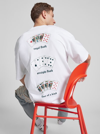 REVIEW T-Shirt mit Label- und Motiv-Print Weiss 3