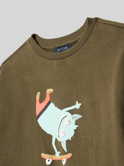 Blue Seven Sweatshirt met ribboorden Olijfgroen - 2