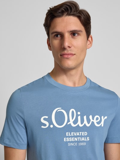 s.Oliver RED LABEL Regular Fit T-Shirt aus reiner Baumwolle Rauchblau 3
