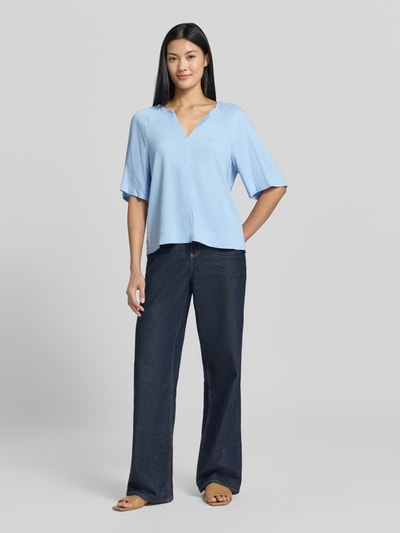 s.Oliver RED LABEL Relaxed Fit Kurzarmbluse aus Viskose-Mix Hellblau 1