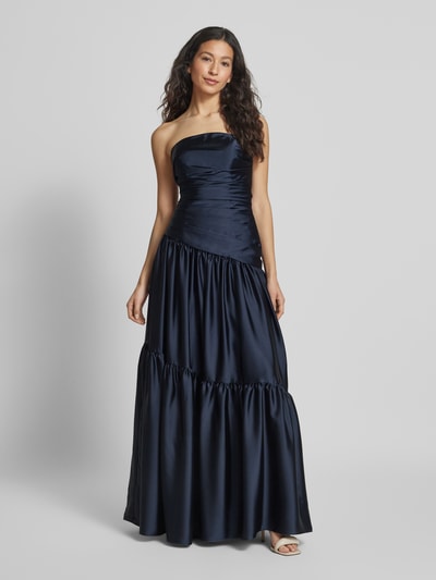 Luxuar Sukienka wieczorowa z marszczeniami i dołem obszytym falbaną Ciemnoniebieski 4