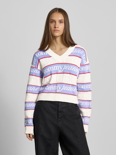 Tommy Jeans Regular fit gebreide pullover van zuiver katoen Offwhite - 4