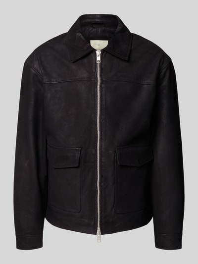 Jack & Jones Premium Lederjacke mit Zweiwege-Reißverschluss Modell 'LEWIS' Black 2