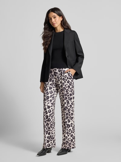 s.Oliver BLACK LABEL Straight leg broek met elastische band Zand - 1