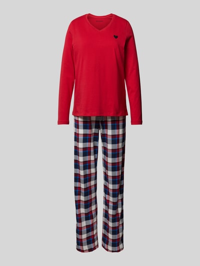 Schiesser Pyjama met motiefstitching Rood - 1