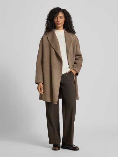 BOSS Regular fit lange wollen jas met sjaalkraag, model 'CARIBY' Roodbruin gemêleerd - 1