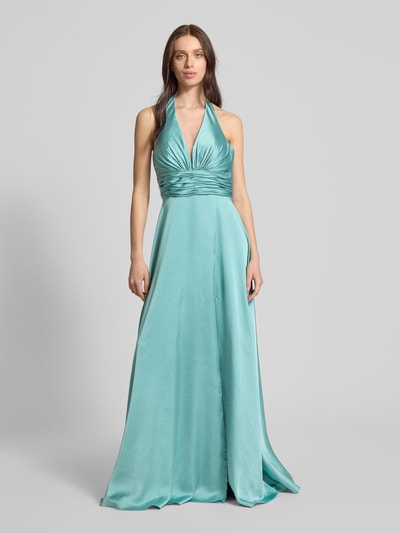 Luxuar Sukienka wieczorowa z wiązaniem wokół szyi Zielony 4