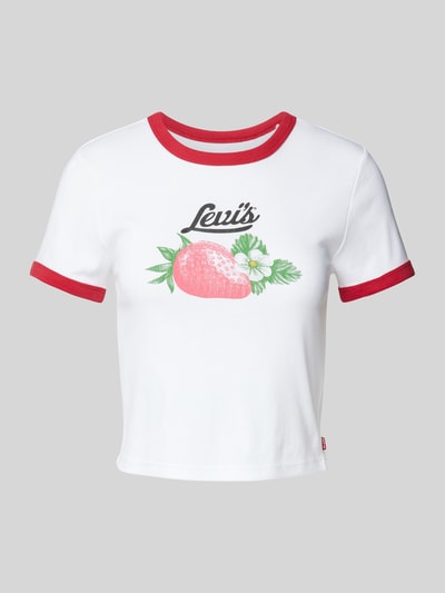 Levi's® Cropped T-Shirt mit Rundhalsausschnitt Modell 'MINI RINGER' Weiss 2