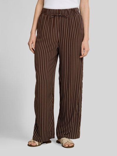 Tom Tailor Denim Spodnie z szerokimi nogawkami z czystej wiskozy Czekoladowy melanż 4