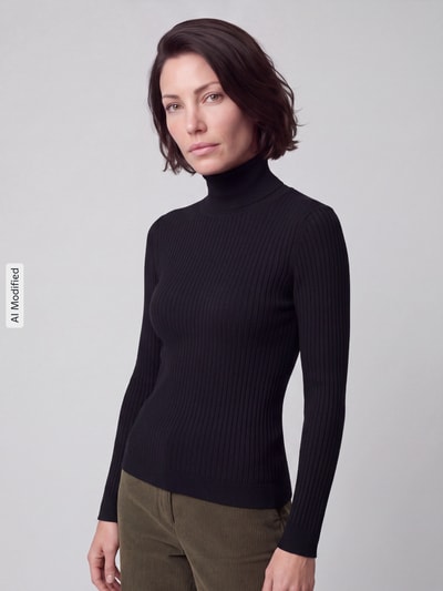 ONLY sweter z golfem w kroju slim fit z mieszanka wiskozy model 'KAROL' Czarny 3