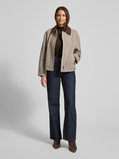 Soyaconcept Slim fit shirt met lange mouwen van viscosemix, model 'Dolli' Chocoladebruin gemêleerd - 1