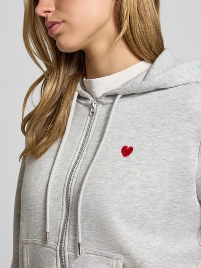 PIECES relaxed fit sweatjack van katoenmix model 'CHILLI' Lichtgrijs - 3