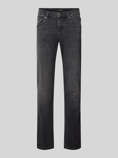 Produktfoto, Regular Fit Jeans im 5-Pocket-Design von bugatti, dunkler Baumwoll-Mix, Knopf- und Reißverschluss, glatte Textur