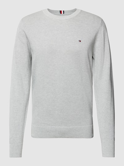 Tommy Hilfiger Gebreide pullover met labelstitching, model 'CHAIN' Zilver gemêleerd - 2
