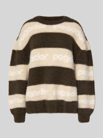 Pegador Oversized gebreide pullover van effectgaren, model 'VINCENZA' Middenbruin gemêleerd - 2