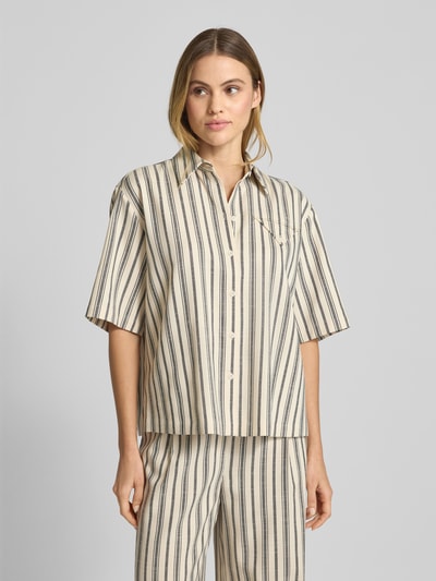 Jake*s Collection Relaxed fit overhemdblouse met borstzak Beige - 4