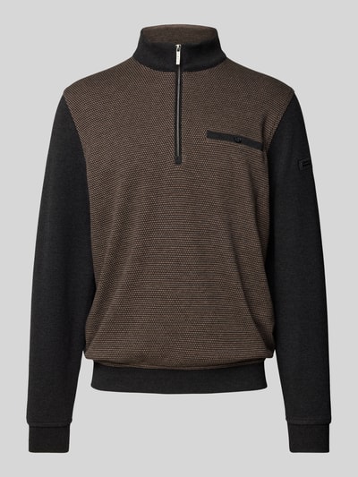 bugatti Sweatshirt mit Stehkragen Dunkelbraun 2