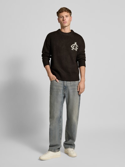 ANOTHER COTTON LAB Strickpullover mit gerippten Abschlüssen Mittelbraun 1