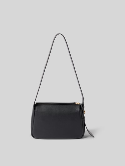 Produktfoto, Shoulder Bag mit Strukturmuster von Tory Burch in Schwarz mit Hauptfach, Reißverschluss, Steckfach, verstellbarem Schulterriemen, Knopf, 43 cm Breite, 17 cm Länge, 9 cm Tiefe, strukturierte Oberfläche.