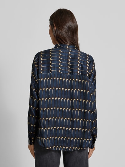 0039 Italy Bluzka z wiskozy z długim rękawem i dekoltem w serek model ‘DERRY’ Ciemnobrązowy 5