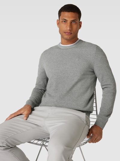 Marc O'Polo Gebreide pullover met labelstitching Middengrijs gemêleerd - 3