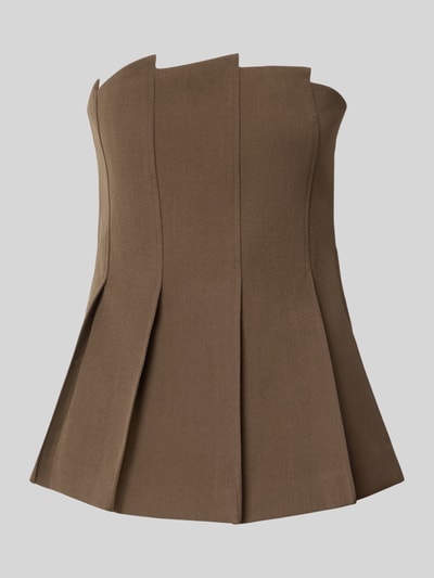Productfoto, bruin getailleerd Blusentop im Off-Shoulder-Look model 'stacy pleat corsage' van Gestuz, materiaalmix met viscose, ruglengte 46 cm